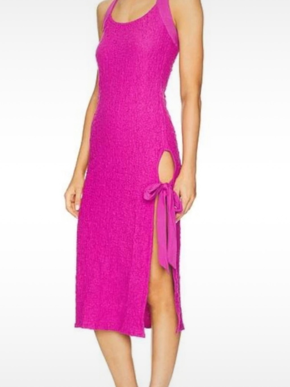 Free People Sea Foam Pink Tie-Side Knit Midi Dress